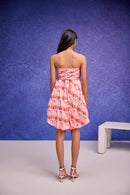 Red Silk Organza Tube Bubble Hem Mini