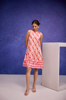 Red Silk Organza Trapese Dress