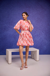 Red Silk Organza Bubble Dress