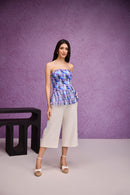 Blue Peplum Bustier Top