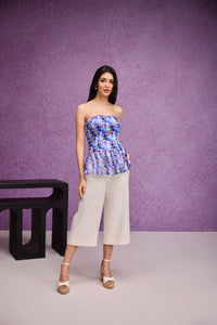 Blue Peplum Bustier Top