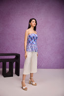 Blue Peplum Bustier Top