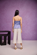 Blue Peplum Bustier Top