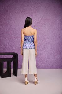 Blue Peplum Bustier Top