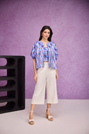 Blue Bubble Sleeve Jacket