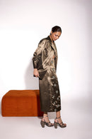 Dusky Olive Satin Open Jacket