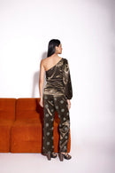 Dusky Olive Satin One Shoulder Top