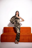 Dusky Olive Satin One Shoulder Top