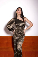 Dusky Olive Satin One Shoulder Top