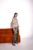 Ivory Glass Organza Embroidered Bubble Hem Top