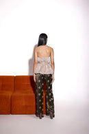 Ivory Glass Organza Embroidered Bubble Hem Top