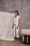 Ivory Gajji Silk Aymmetric Bolero & Gaucho Pants