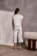 Ivory Gajji Silk Aymmetric Bolero & Gaucho Pants