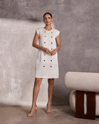 Ivory Gajji Silk Shift Jacket Dress
