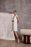 Ivory Gajji Silk Shift Jacket Dress