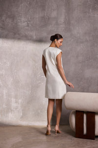 Ivory Gajji Silk Shift Jacket Dress