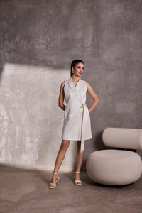 Ivory Gajji Silk Sleeveless Jacket Dress