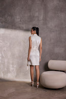 Ivory Gajji Silk Sleeveless Jacket Dress