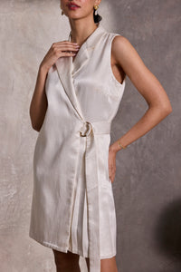 Ivory Gajji Silk Sleeveless Jacket Dress