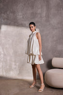 Ivory Gajji Silk Bubble Hem Halter Top & Mini Bubble Skirt
