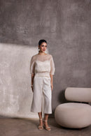 Ivory Organza Top, Bustier & Gaucho Pants