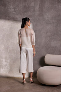 Ivory Organza Top, Bustier & Gaucho Pants