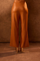 Tan Faux Leather Straight Fit Trouser