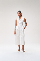 Ivory Gajji Silk Peplum Top