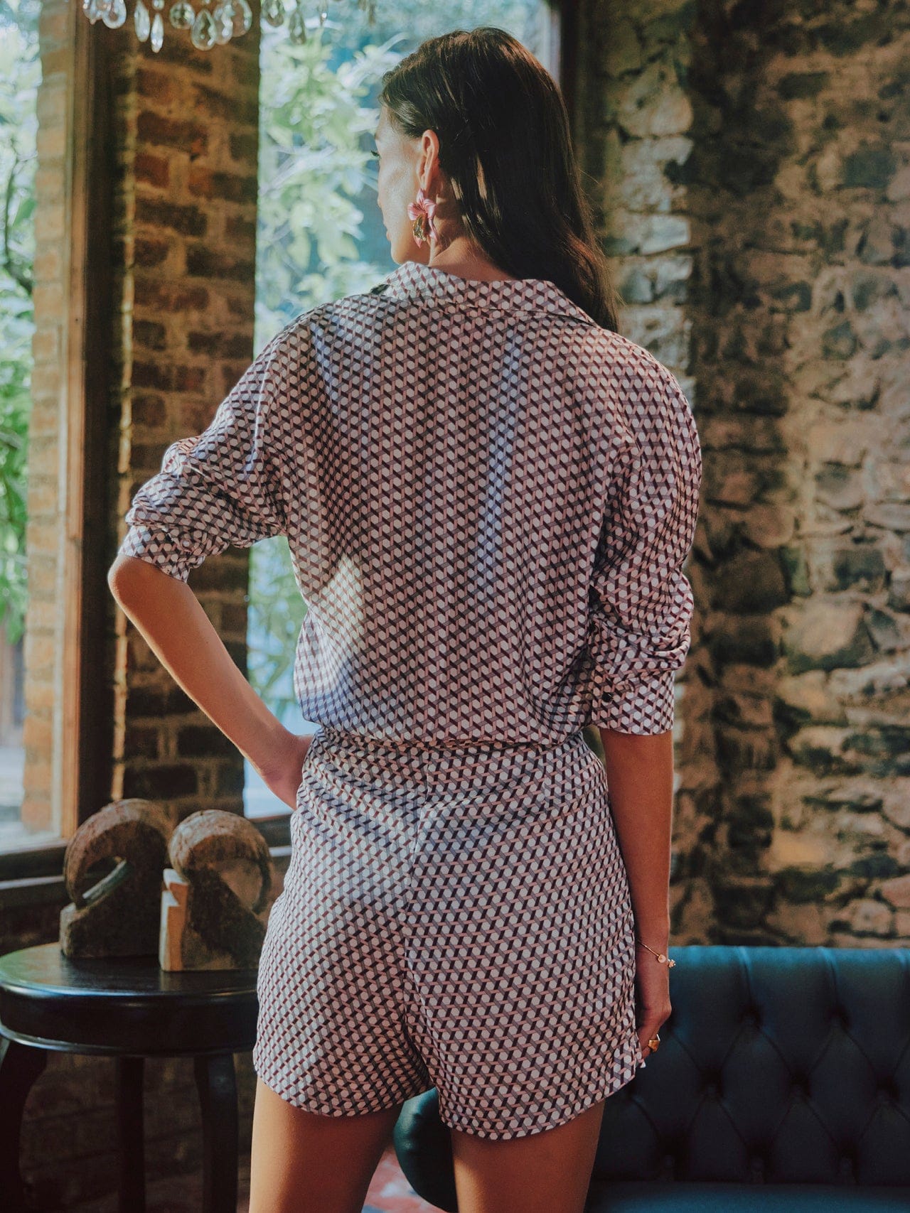 Printed Satin Shirt + Printed Satin Shorts