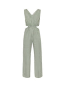 printed sage cutout jumpsuit