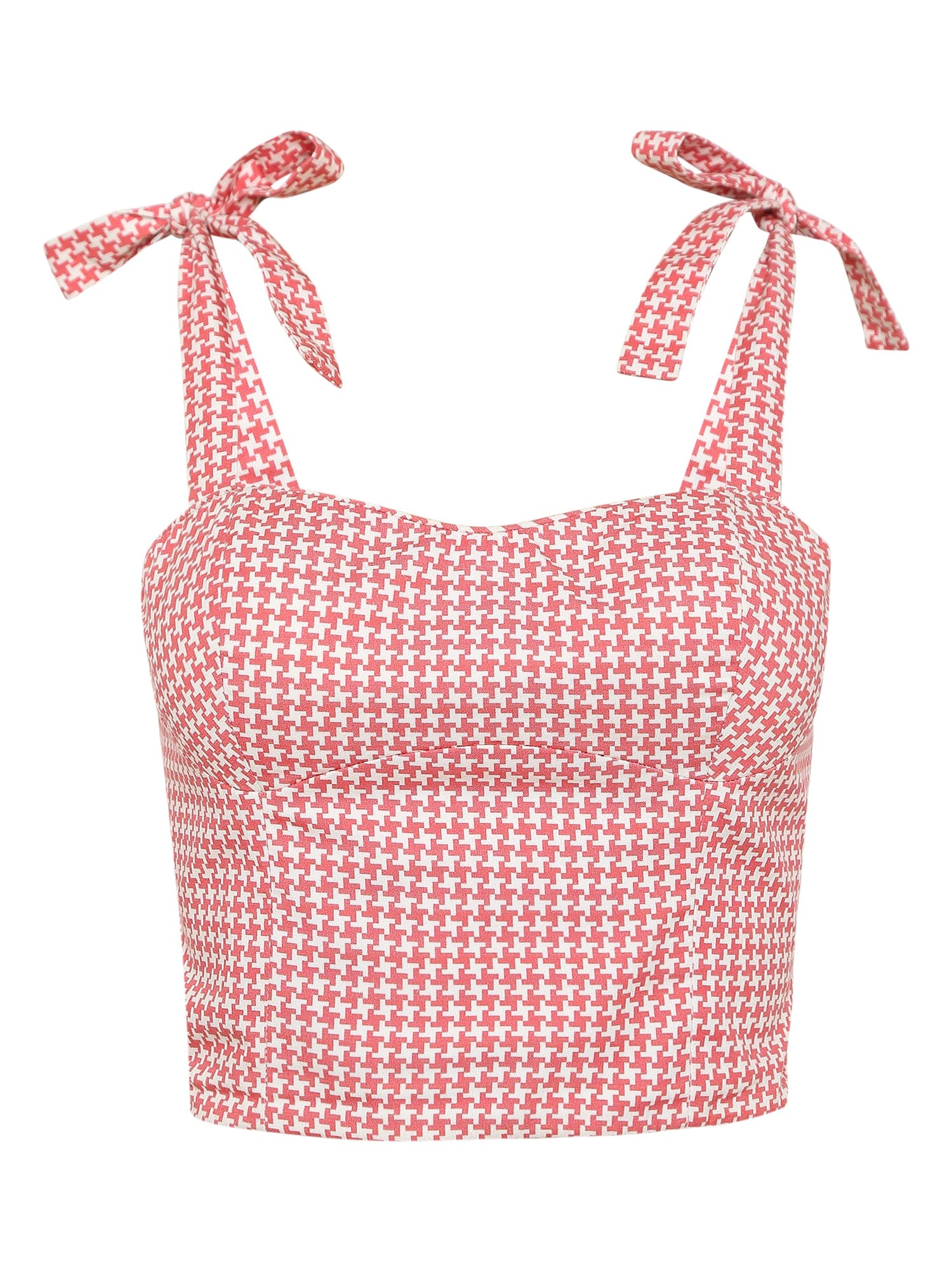 sweet rose houndstooth printed bustier