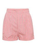 sweet rose houndstooth printed high-rise shorts