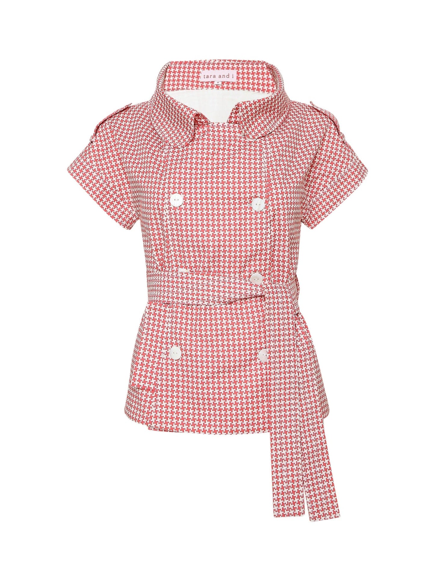 sweet rose houndstooth printed co-ord set