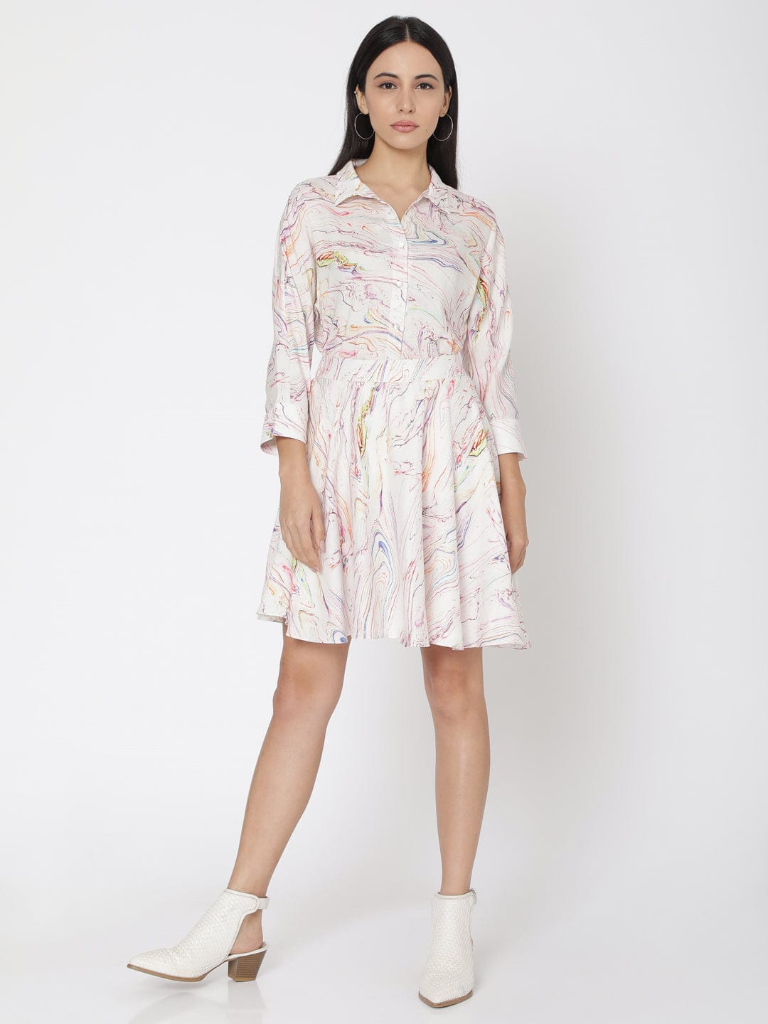 Marble Print Asymmetrical Skirt