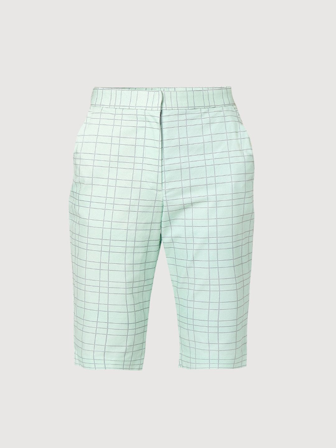 Green checkered long shorts
