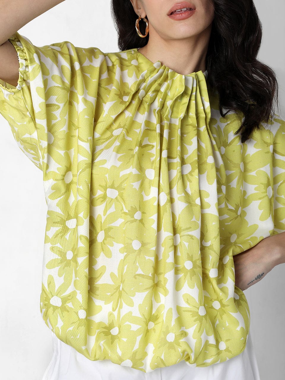Floral pleated top