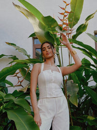 white denim bustier