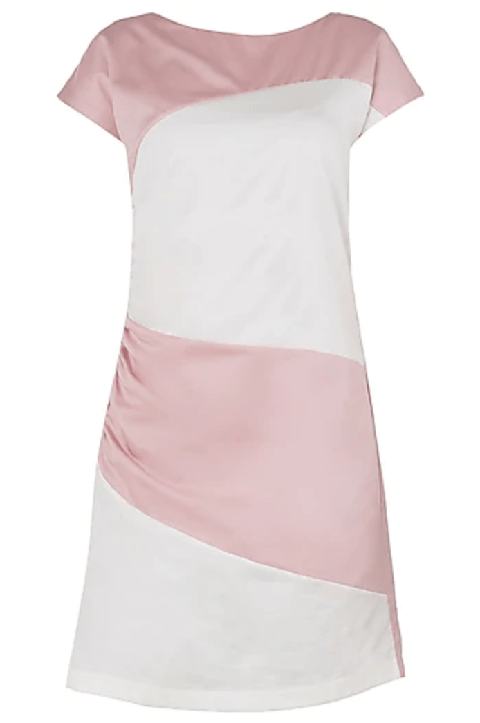 Ruched Giza Cotton Color Block Dress